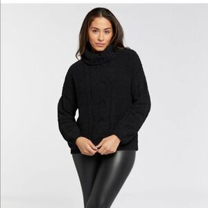 Seven 7 Womens Turtleneck Cable Knit Sweater Small Black Chunky Long Sleeve Warm